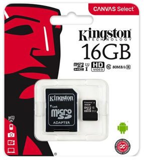 Imagen de Micro SD Kingston 16GB Clase 10 CANVAS Select