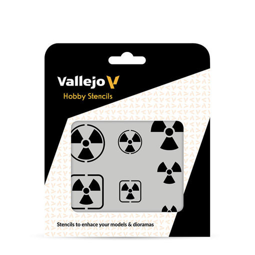 Imagen de Vallejo Stencils Símbolos de Radioactividad 125 x 125 mm