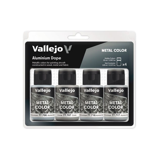 Imagen de Vallejo Pinturas Metal Color Set Aluminium Dope (4 x 32 ml)